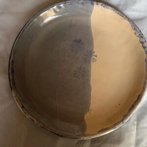 Handcrafted Ceramic Plate - Blue and Cream